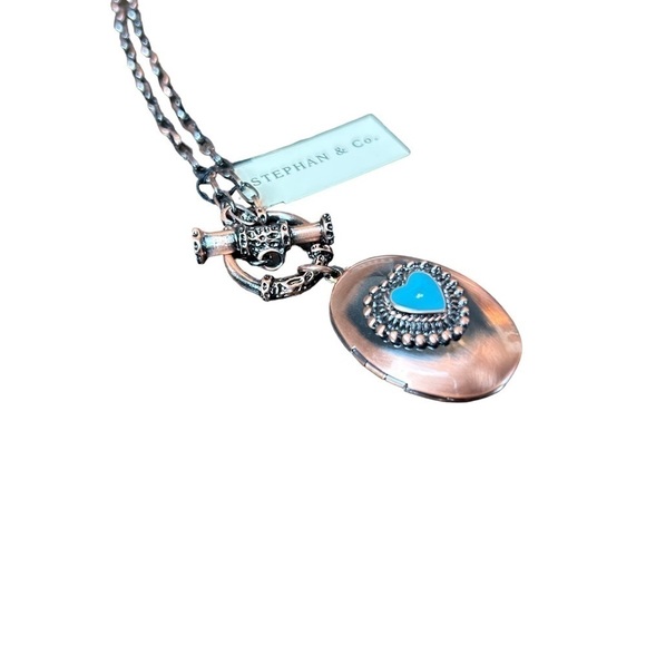 Stephan & Co. Copper & Turquoise Toggle Locket Necklace - Picture 11 of 16